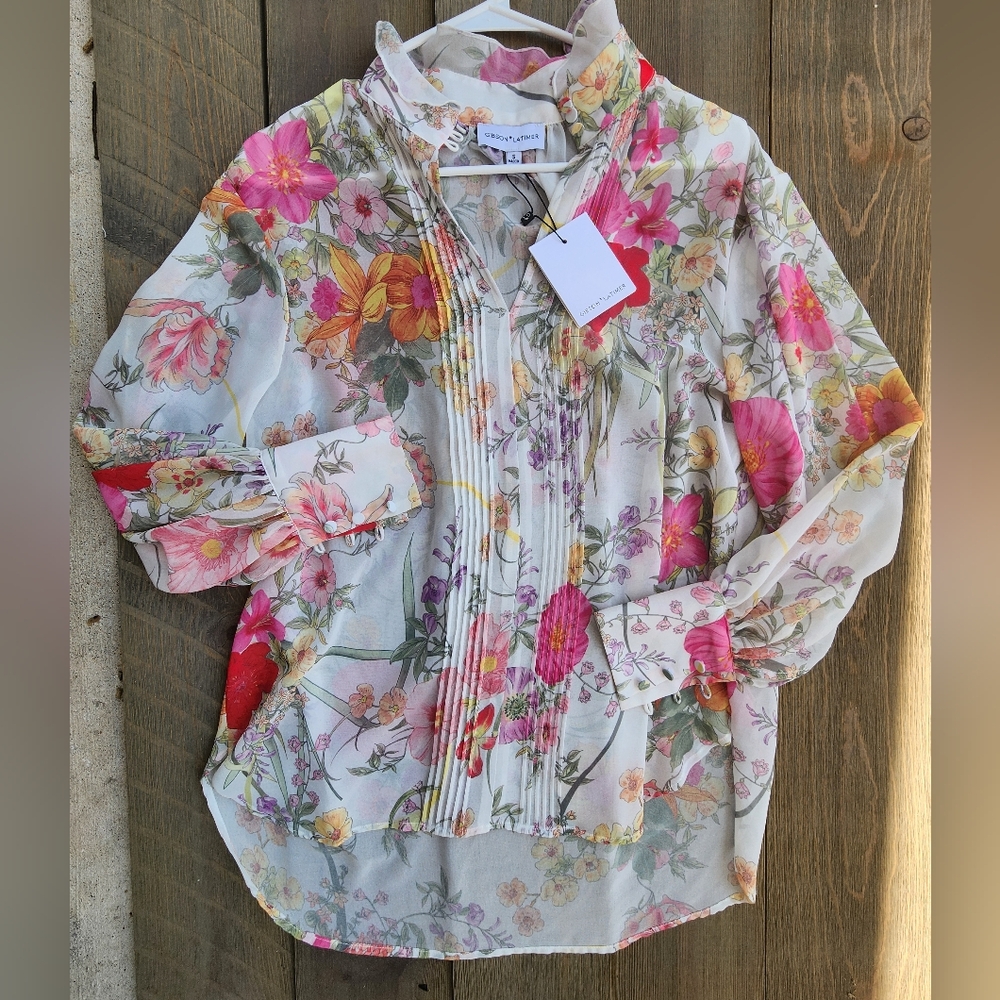 Latimer & Gibson Floral Sheer Blouse NWT